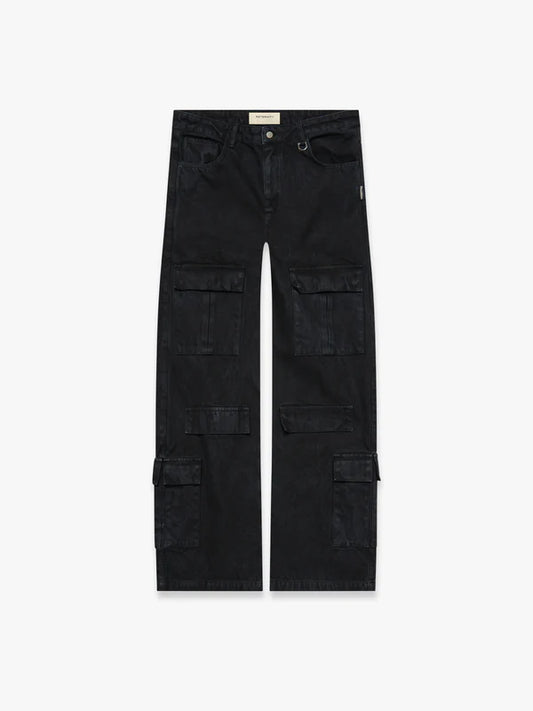 Wrinkled Canvas Cargo Pants - Black - 1007256050