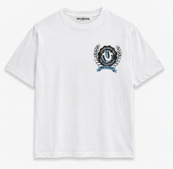 True Religion SS HS Crest Tee - Optic White - True Religion SS HS Crest Tee - Optic White