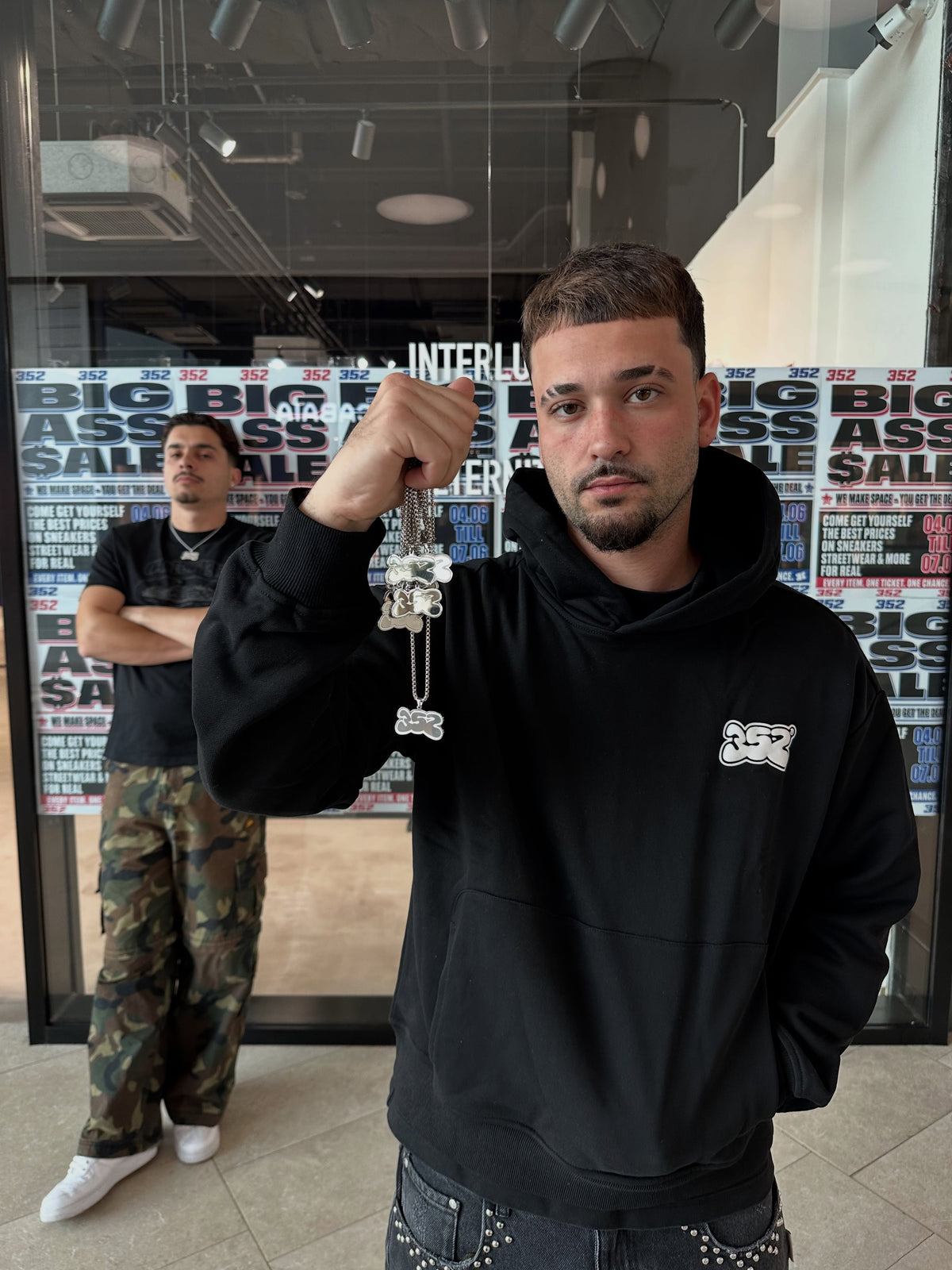 Mathis holding the 352 chains at the June Big Ass Sale