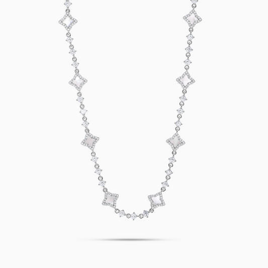 Flower Tennis Chain White Pattern - WACN-CFTSW-1620