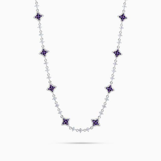 Flower Tennis Chain Purple Stones - WACN-CFTSPP-1620