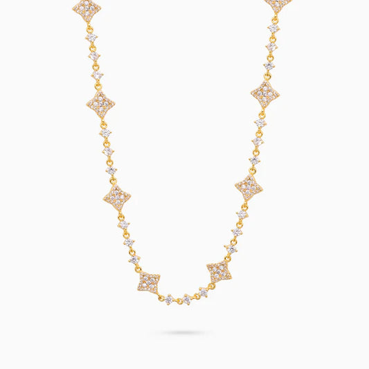 Gold Flower Tennis Chain White Stones - WACN-CHSFTS-1620